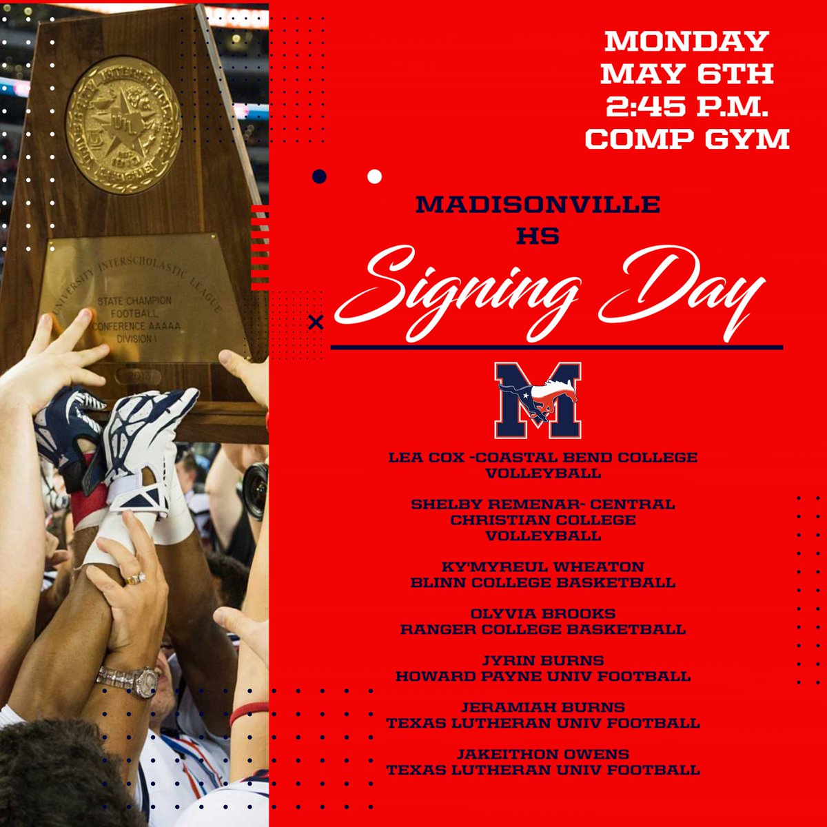 MCISDAthletics's tweet photo. Updated Time change due to STAAR Alg 1 EOC being moved to Monday due to Thu/Fri school closures with flooding!  See you all there! https://t.co/souSY4BSTm