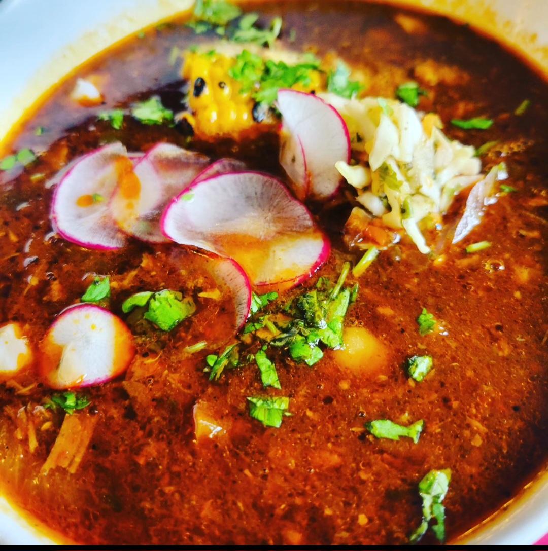 This thing of Beauty is called Pozole...

Tomato Broth, Pork Hock, Hominy, Yuca, Lime, Radish, Cabbage Slaw

This one's a slow burn with a huge depth of flavours!

#mexicanmenu #cincodemayo #dinnerfeature #kwrestaurants #kwawesome #kweats  #kwfoodies #cbridge  #ayrontario