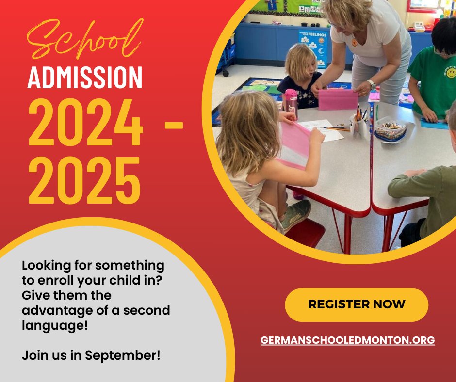 Give your child the gift and advantage of knowing another language! Join us in September 2024! 

Classes are Saturday mornings 9:30am - 12:45pm.

#germanlanguage #germanlanguagecourse #germanlanguageschool #devon #edmonton #school #schoollife #20242025schoolyear