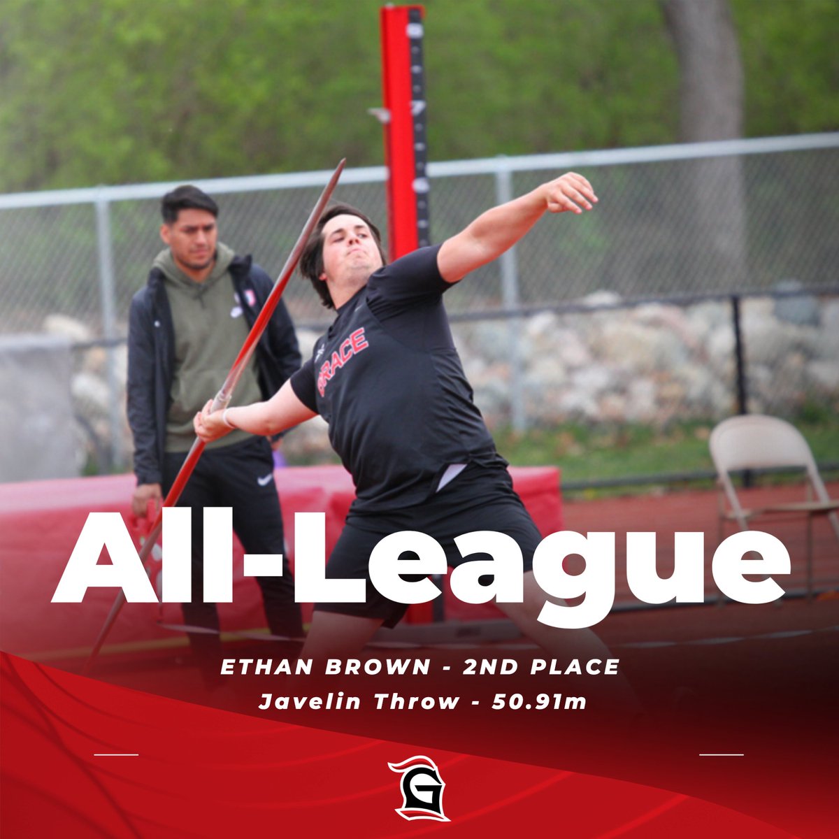 Ethan Brown captures a second place finish for All-League honors in the Javelin with a toss of 50.91m!

#MakeHIMKnown #LancerUp #AllLeague