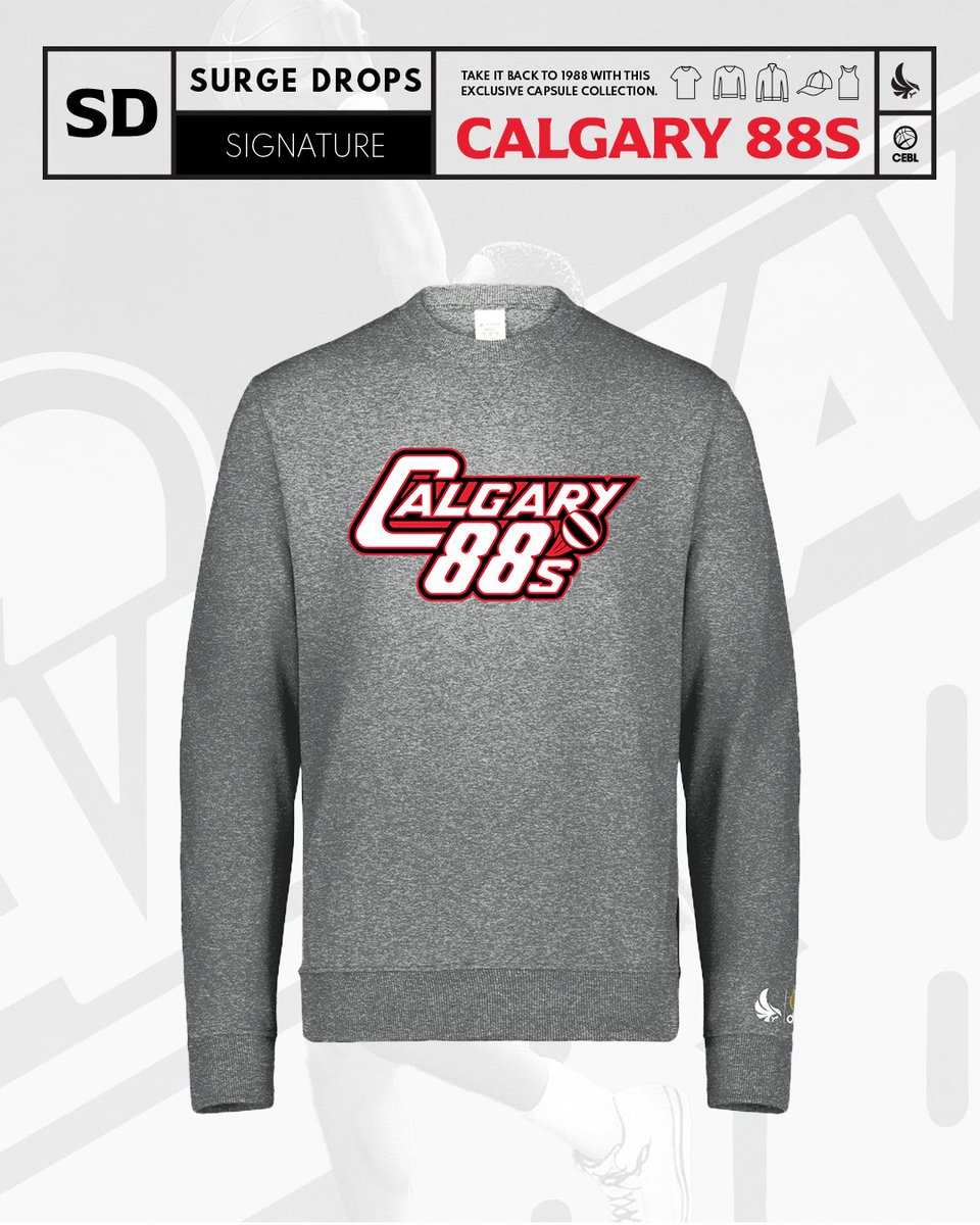 SURGE DROPS. Calgary 88’s Signature Line. CREWNECKS AVAILABLE NOW. Online only. Purchase here: bit.ly/44qdpr2 #Calgary88s | #SurgeDrops