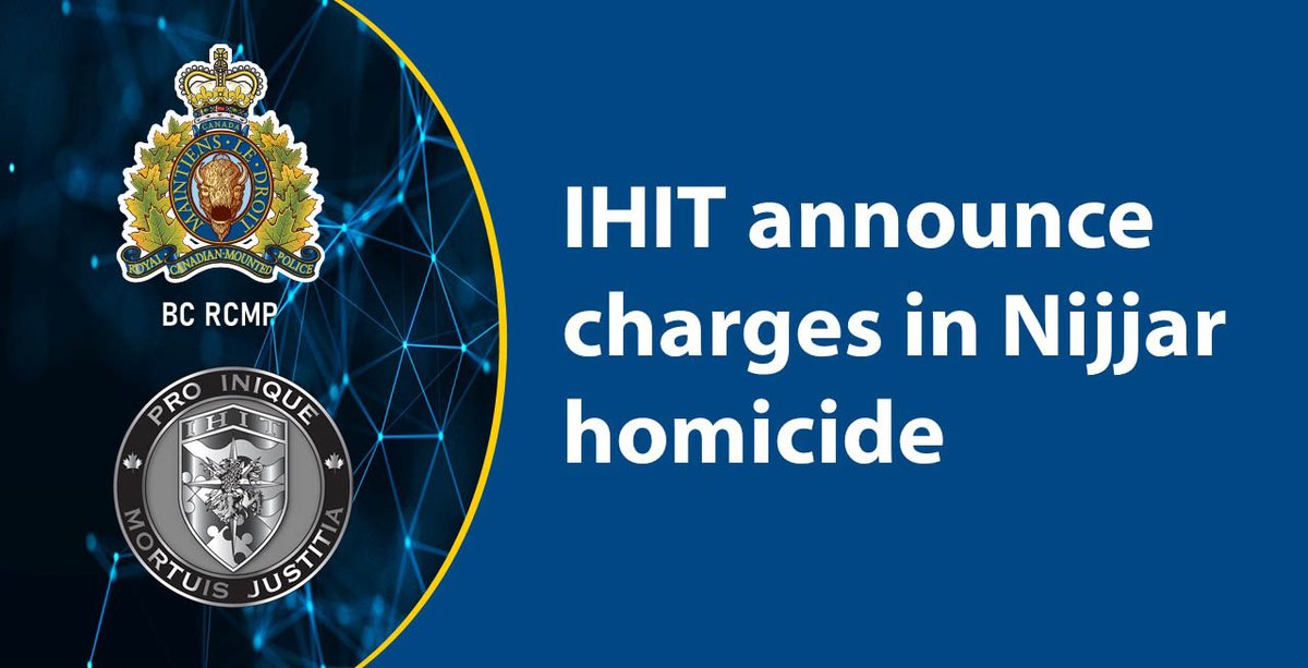 #IHIT #Surrey -  IHIT announce charges in Nijjar homicide bit.ly/4drgSty
