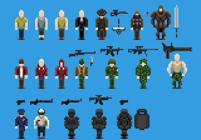 SleepHowlGames's tweet photo. Worked on enemy and NPC variants. Let me know what you think of the lineup. Next week will be working on the animations.

#2dgame #2dgames #werewolf #indiegame #indiegamedev #indiedev #indiegames #midnighthavocgame #madewithunity #aseprite https://t.co/y6wnEFFqcO