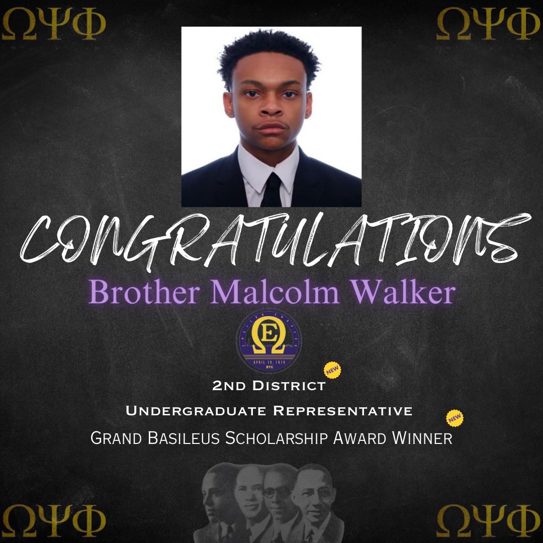 We can’t say enough how proud we are that our very own, Bro. Malcolm Walker, was elected as the 2nd District Undergraduate Representative at this year’s 76 Second District Conference! He also received a scholarship by winning the Grand Basileus Scholarship Award!

#QuePsiPhi