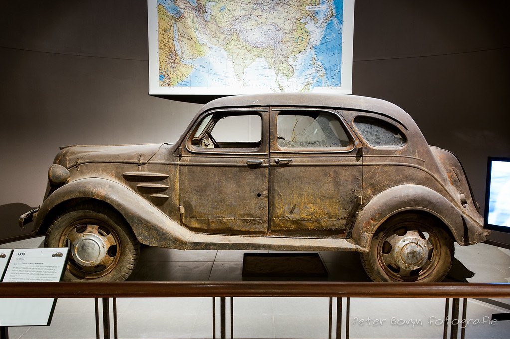 Louwman Museum in the Netherlands has the only Toyoda AA known to survived. Even Toyota has a replica of their first passenger car. It was found in a field in Russia if I’m not mistaken, repaired with Volga-parts.