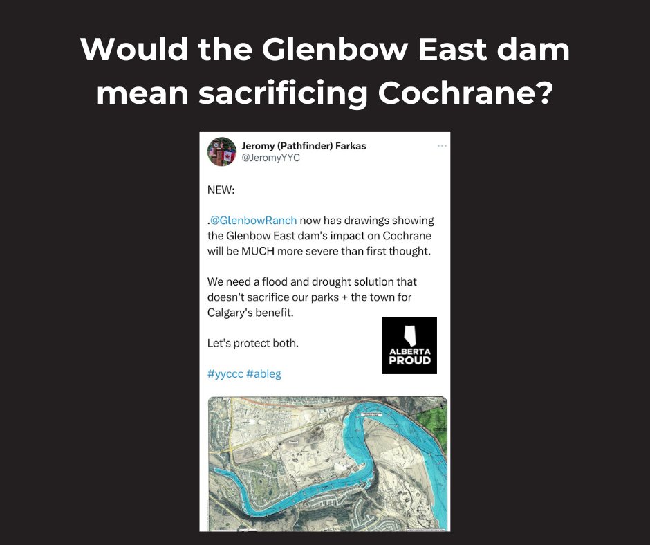 There is a flood mitigation forum at Frank Wills Hall in Cochrane on Saturday, May 4 from 12-2 p.m. for those wanting to learn more about the potential impacts of the Glenbow East dam mitigation project versus an expansion of the Ghost Reservoir. #albertaproud