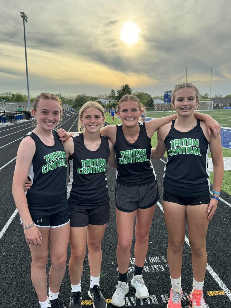 So excited & proud of my 4x400 team. We broke the school record last night! It was set in 1989! I also ran a new PR! #track #8thgrade