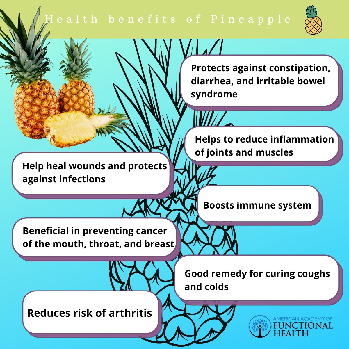 Pineapple has low fat and high protein profile, making it a great addition to a healthy diet. It provides just 75 calories and zero fat. 😉

It provides plenty of nutrients such as vitamin C, manganese, fiber, B vitamins, various minerals. 💯

 #pineapple #pineapplebenefits