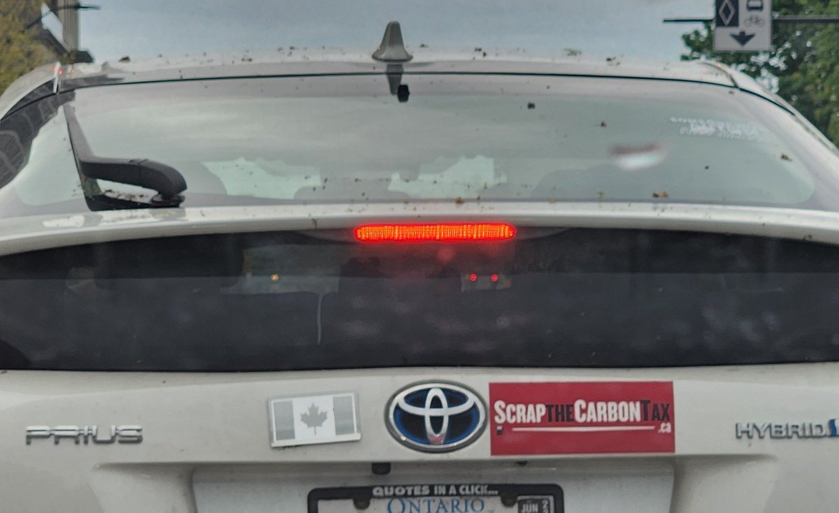 This person went from buying a Prius to slapping an axe the carbon tax bumper sticker on, and I'm intrigued.