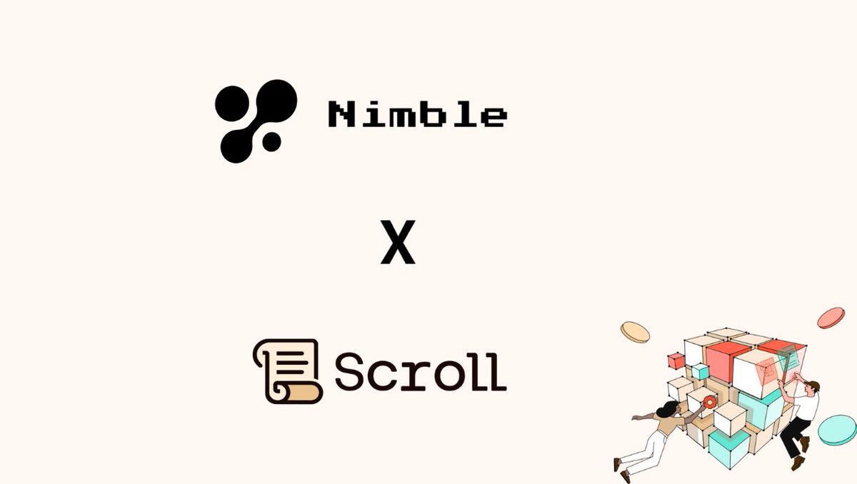 🔥We're excited to announce a partnership with @Scroll_ZKP 📜 👉 Points: Follow @Scroll_ZKP and @Nimble_Network to earn points: app.galxe.com/quest/BaJLS2ba… 📈Scroll provides a native zkEVM scaling solution for Ethereum, upholding the Ethereum network's high-security features while