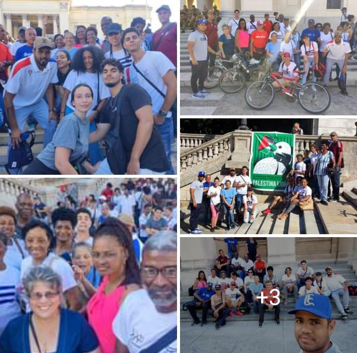 🇵🇸💪🏻Los muchachos de la UCCFD Manuel Fajardo dicen presente en la Escalinata de la Universidad de La Habana para exigir el cese de la masacre en #Palestina, y en apoyo a los jóvenes🇺🇲 que están siendo reprimidos por defender esta sensible causa. #FreePalestine #PalestinaLibre