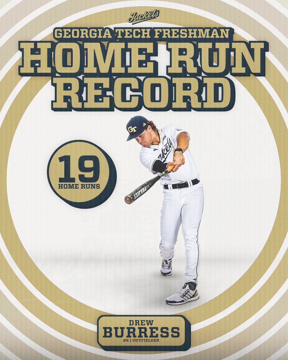 Georgia Tech Baseball (@gtbaseball) on Twitter photo πππππππ ππππ ππππππ
<a href="/drew_burress08/">Drew Burress</a> continues to etch his name in Tech history with the most home runs by a freshman!
#WreckHavoc x #StingEm πππππππ ππππ ππππππ
<a href="/drew_burress08/">Drew Burress</a> continues to etch his name in Tech history with the most home runs by a freshman!
#WreckHavoc x #StingEm