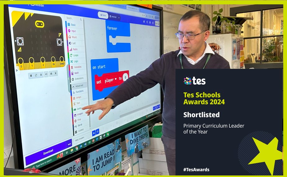 Very proud to have been shortlisted for the prestigious Primary Curriculum Leader of the Year award. Thank you @Tesforteachers and congratulations to all those on the shortlist. #TesAwards