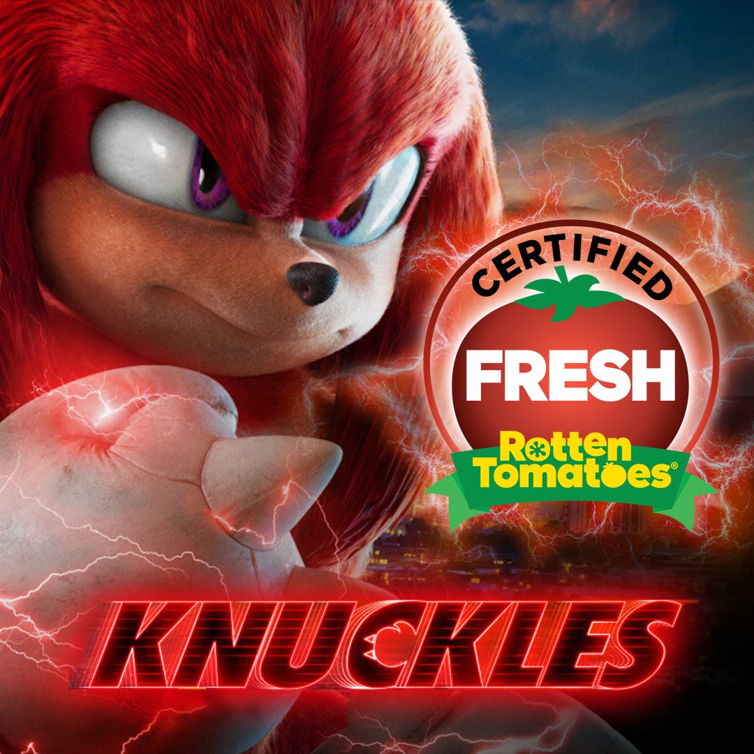 Knuckles recebeu o Certificado Fresh do Rotten Tomatoes #Knuckles #RottenTomatoes #ParamountPlus
