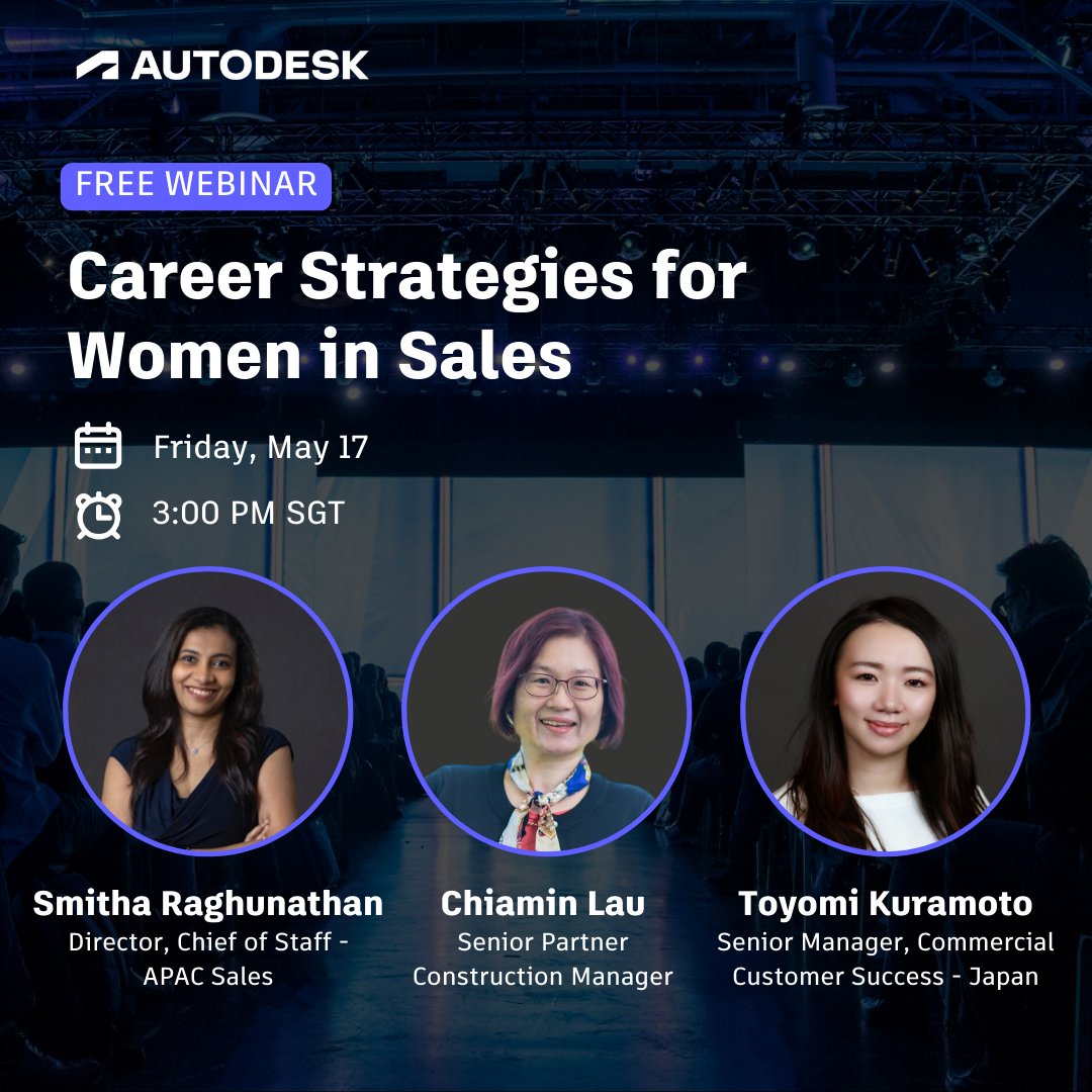 Join us for an empowering webinar tailored for women in sales! Gain invaluable insights from seasoned leaders, learn to navigate challenges with resilience, and discover opportunities for professional development with Autodesk.
autode.sk/AWISAPACWebina…
#WomenInSales #AutodeskLife