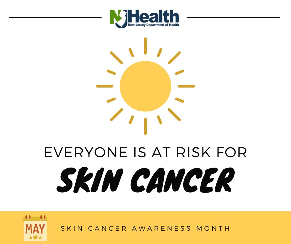 #DYK that skin cancer is the most common cancer in the US? Some people are at higher risk of developing skin cancer than others. Learn more: cdc.gov/cancer/skin/ba… #HealthierNJ #SkinCancerAwarenessMonth