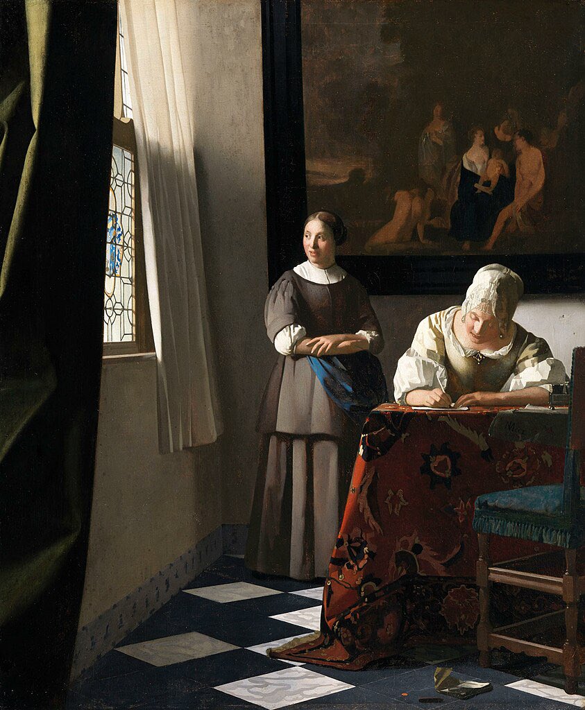 #FineArtFriday: Lady Writing a Letter with her Maid (c. 1670-71). Oil on canvas, 28. × 23.8 in. National #Gallery of #Ireland

🎨 #JohannesVermeer
#FineArt #AppreciationOfArtistry #painting #artist #apoaartistic #apoapromotions #apoa #vermeer #apoapromotionsandartisticcollections