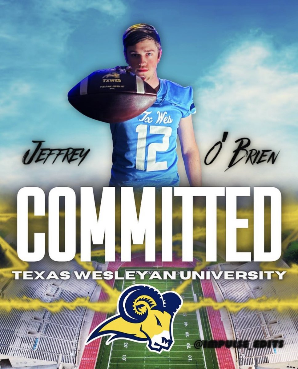 🙌🏻1000% COMMITTED!!!🙌🏻 I’m excited to continue my academic and athletic career at Texas Wesleyan University! GO RAMS!!!!!!🐏 @TxWesFootball @RamSports @Coach_RGlover @PlanoFootball @J_Will34 @TheChrisRubio @chrisroberson44