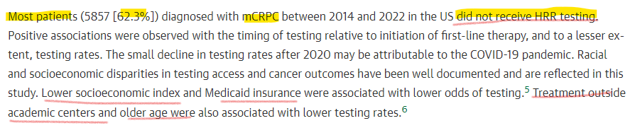 Huge congrats to @PBarataMD & team for this very important piece in @JAMAOnc. The message? We can do better with HRR testing in #prostatecancer. I often discuss this w @neerajaiims @TDorffOnc & other trialists who are leading efforts in this space - without earlier testing, we…