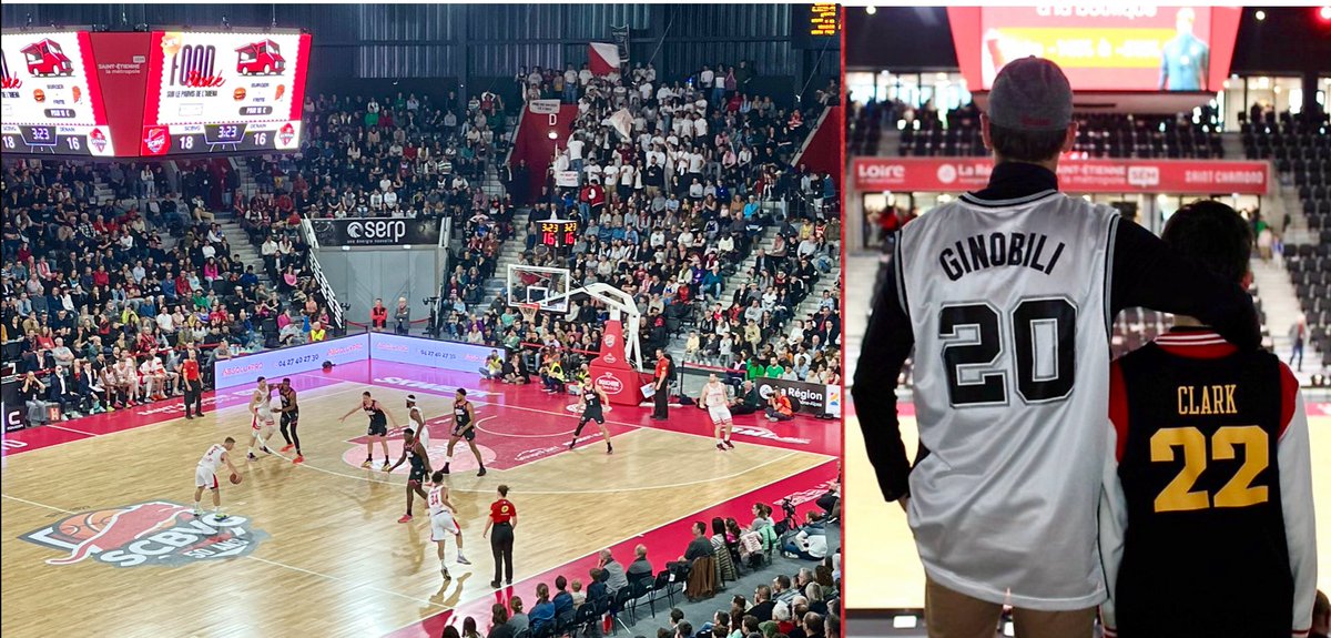 Last home ⛹🏼‍♂️ game @SCBVG was a “US game 🇺🇸, wear your US 🏀jerseys 🤩✅” Cool to celebrate legends Manu @manuginobili ⚪️⚫️ and Caitlin @CaitlinClark22 ⚫️🟡 🙌🙌🙌🙌🙌