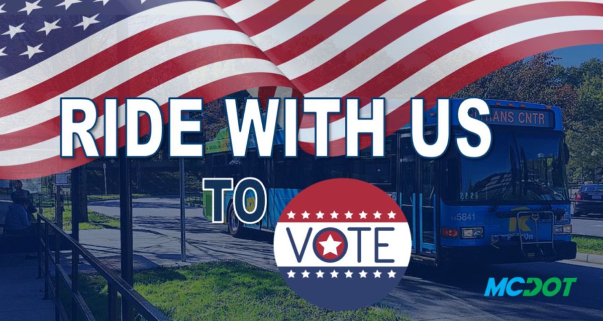 Ride the bus to cast your ballot! Early voting for the 2024 Presidential primary election will be held 7AM-8PM May 2-9, including Saturday & Sunday. Ride On bus service has several routes available to transport voters to the early voting centers. Details: www2.montgomerycountymd.gov/mcgportalapps/…