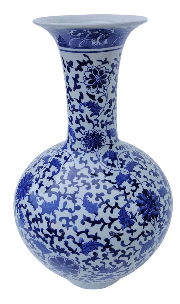 #mingporcelain 18' H Chinese Ball Vase Blue and White Hand Painted Seen here: bit.ly/3BiMcqJ
