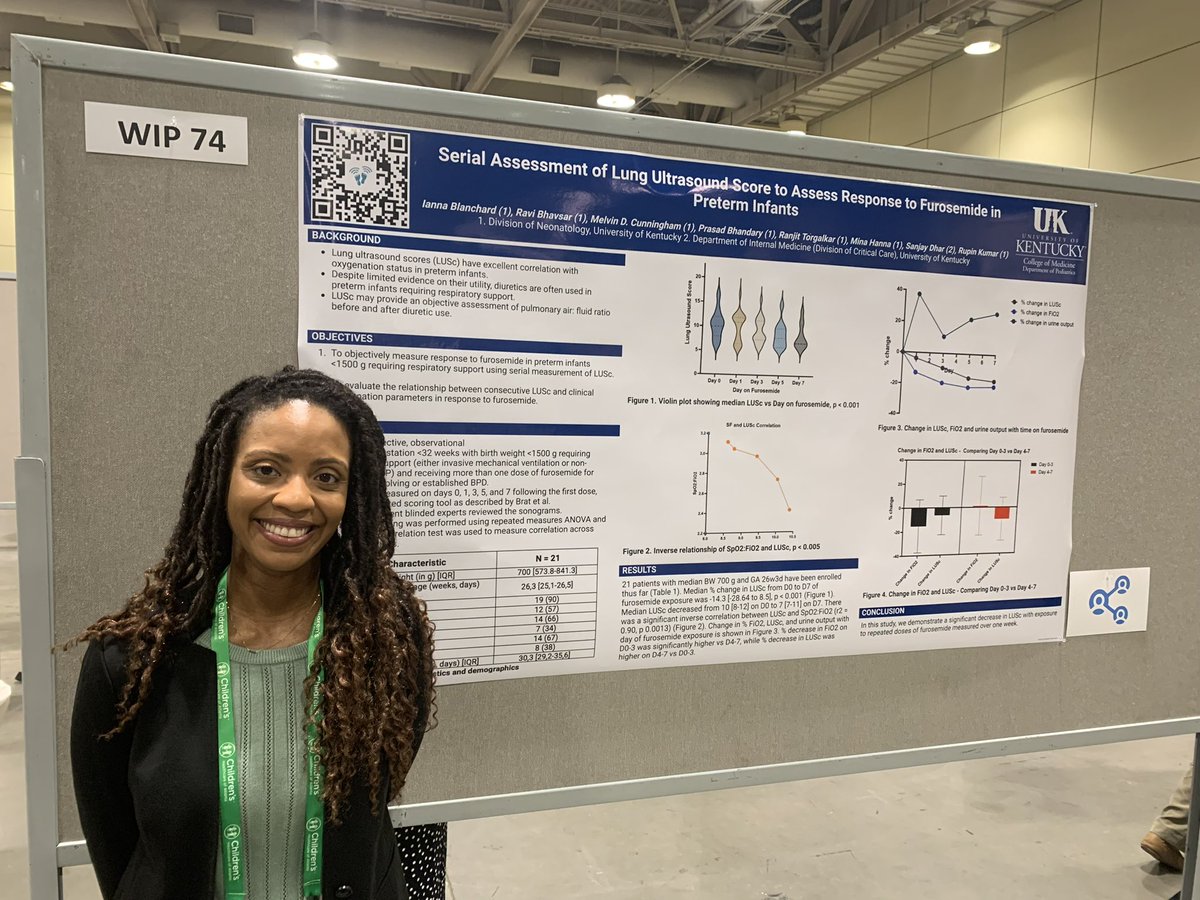 Check out WIP #75 poster on using LUSc to monitor response to diuretics in evolving/established BPD, presented to start <a href="/UKYNeonatology/">UKY Neonatology Fellowship Program</a> fellow Ianna Blanchard. <a href="/NeoPocusCollab/">National Neonatal POCUS Collaborative</a> #PAS2024