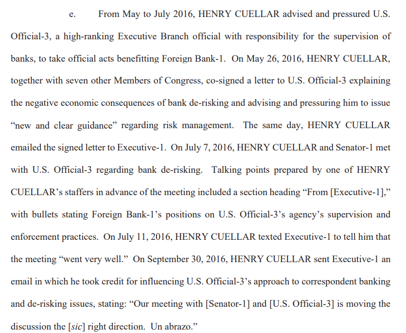 Oh, didn't realize the indictment of Congressman Cuellar had a finreg angle.