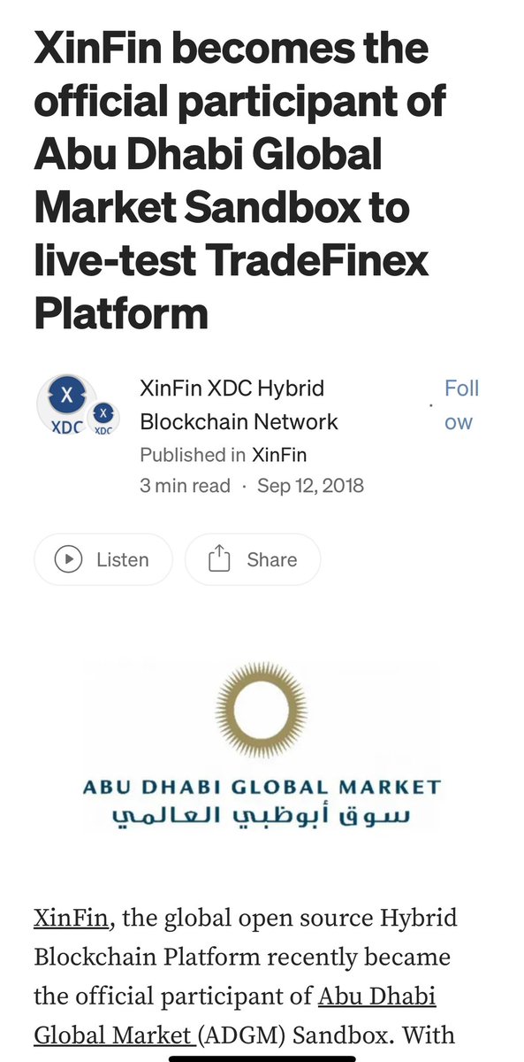 @IamPappaLaj @RWAwatchlist_ @Securitize @BlackRock 😉👍#XDC‼️ ✅#RichardTeng(the chief executive officer (CEO) of Binance) ✅#RichardTeng: the former Abu Dhabi financial regulator(#ADGM) named as new Binance chief
 ✅XinFin becomes the official participant of Abu Dhabi Global Market(#ADGM)Sandbox to live-test TradeFinex Platform