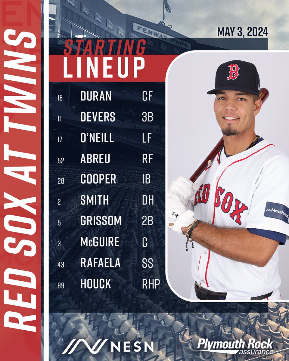 Vaughn Grissom makes his #RedSox debut 👀 📺: 𝙉𝙀𝙎𝙉 // 7 ET 💻: 𝙉𝙀𝙎𝙉 𝟯𝟲𝟬 // bit.ly/3WdV8c7 📲: nesn.com/App 🆚: @RedSox at @Twins 🤝: Brought to you by @PlymouthRock