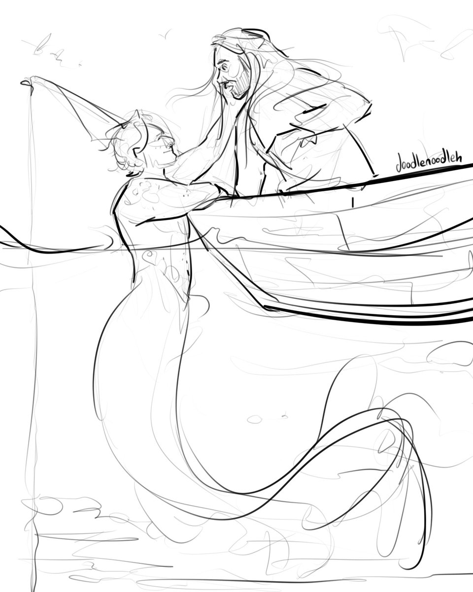 Very very rough sketch of what I’m working on for mermay, I think it’s gonna be so cuuuuuute 🧜‍♂️