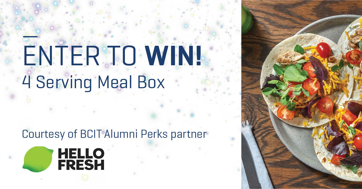 🌼🍲Make a meal for mom this Mother’s Day! Enter to win a meal box that feeds four people from BCIT Alumni Perks partner HelloFresh. 

HOW TO ENTER:
1) Download the free BCIT Alumni Perks app and sign up
2) Select ‘ENTER’ in the contest tab

Good luck, alumni!