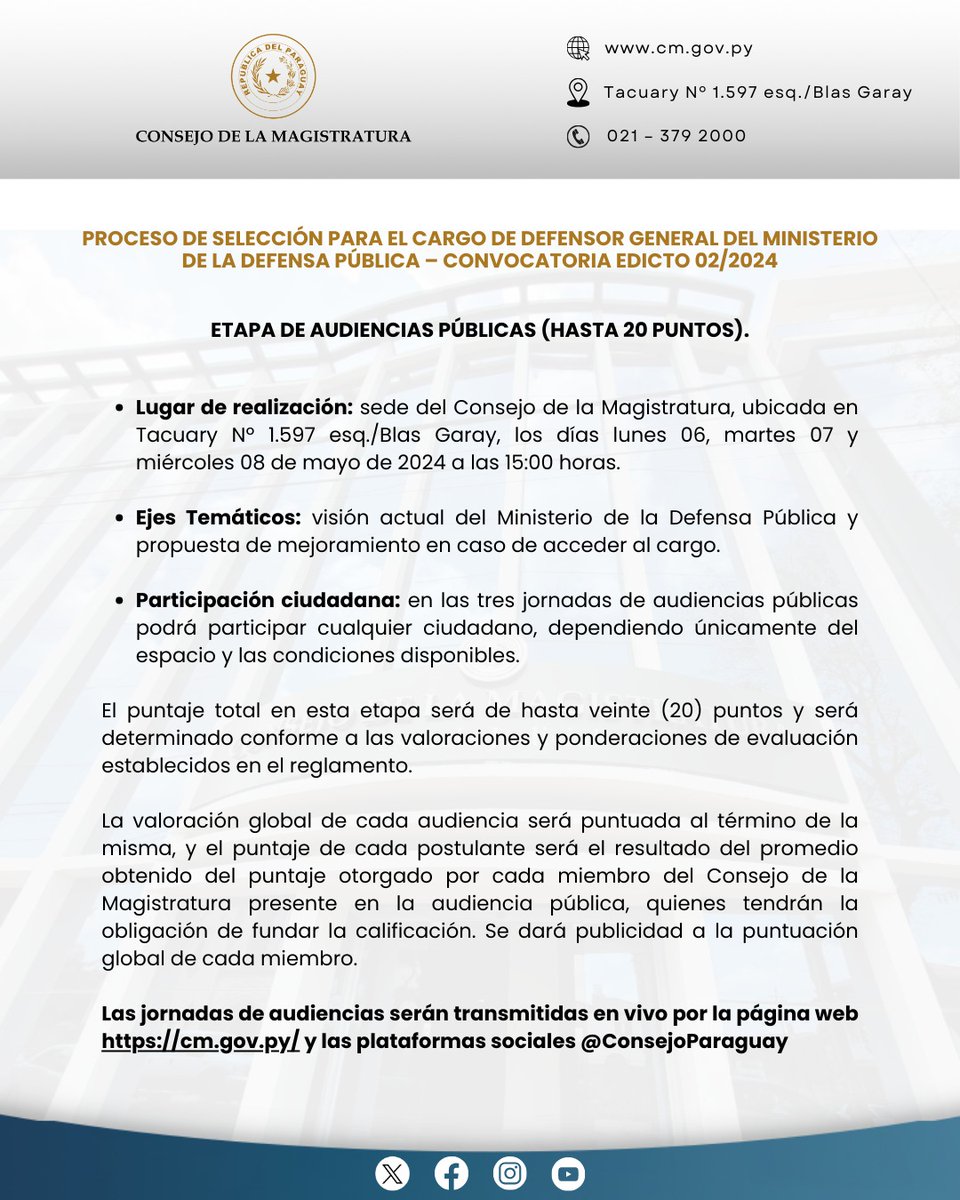 𝐏𝐫𝐨𝐜𝐞𝐬𝐨 𝐝𝐞 𝐬𝐞𝐥𝐞𝐜𝐜𝐢𝐨́𝐧 𝐩𝐚𝐫𝐚 𝐞𝐥 𝐜𝐚𝐫𝐠𝐨 𝐝𝐞 𝐃𝐞𝐟𝐞𝐧𝐬𝐨𝐫 𝐆𝐞𝐧𝐞𝐫𝐚𝐥 𝐝𝐞𝐥 𝐌𝐢𝐧𝐢𝐬𝐭𝐞𝐫𝐢𝐨 𝐝𝐞 𝐥𝐚 𝐃𝐞𝐟𝐞𝐧𝐬𝐚 𝐏𝐮́𝐛𝐥𝐢𝐜𝐚 – 𝐂𝐨𝐧𝐯𝐨𝐜𝐚𝐭𝐨𝐫𝐢𝐚 𝐄𝐝𝐢𝐜𝐭𝐨 𝟎𝟐/𝟐𝟎𝟐𝟒. 𝐄𝐭𝐚𝐩𝐚 𝐝𝐞 𝐀𝐮𝐝𝐢𝐞𝐧𝐜𝐢𝐚𝐬…