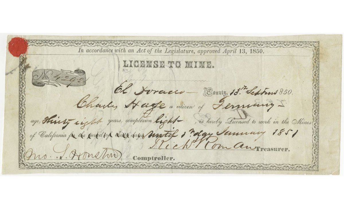 Available Online Now- our collection of Foreign Miners Tax docs, 1850-1867. View items related to the tax collection in San Joaquin County. Among the items is a Chinese translation of the law, and a copy of a paid Foreign Miners Tax License from 1850. delivery.library.ca.gov:8443/delivery/Deliv…