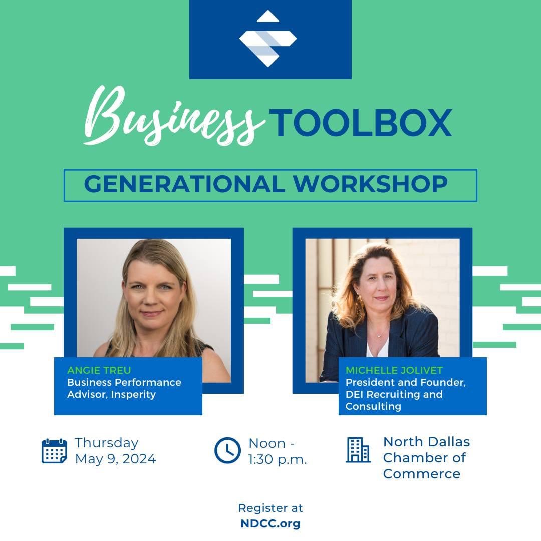 Join us at our next Business Toolbox on Thursday, May 9th, Noon —1:30 p.m. At the Generational Workshop, learn how to effectively attract, retain, and motivate talent across different generations in the workforce. Register at ndcc.org