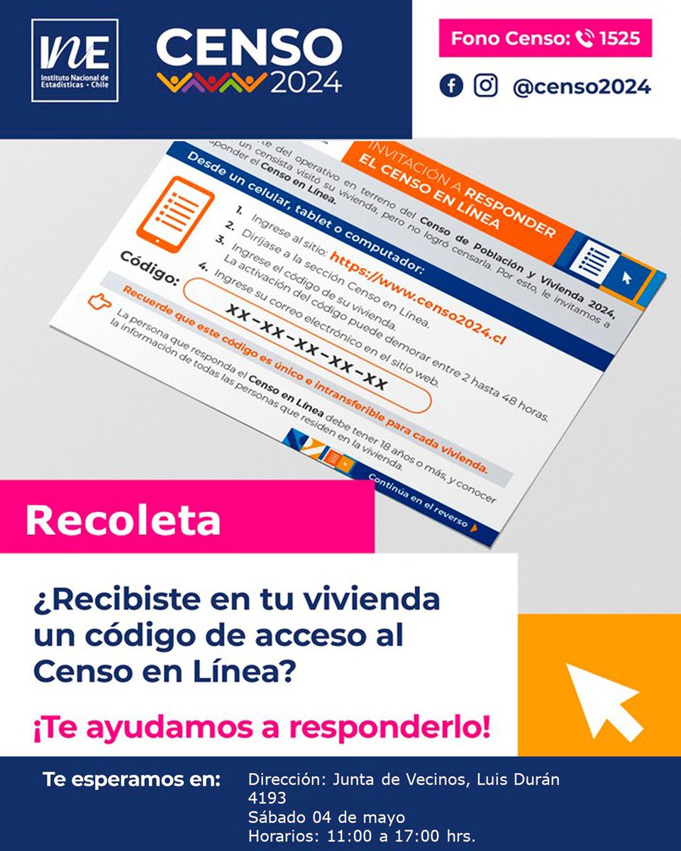 ℹ️✨¡Recoletanas/os! Información sobre el Censo 🤔 🤔¿Qué pasa si visitan mi vivienda y no hay nadie? 👉🏽 Si cuando el o la censista no encuentra a nadie en la vivienda, te dejará un código para activar el Censo en línea 📲