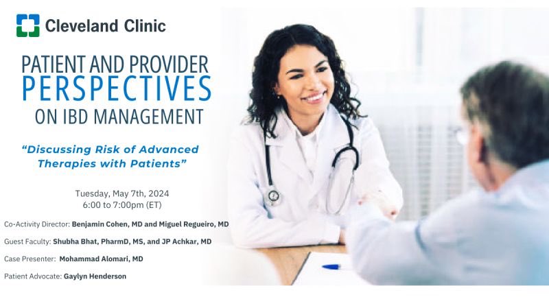 Carrie Bristor (@bristorcarrie) on Twitter photo Join us for the next virtual CCF Patient and Provider Perspectives on IBD Management on May 7th, 2024 @ 6pm (ET). We look forward to seeing you online!
Registration required: bit.ly/48ZY02D
<a href="/IBDBen/">Benjamin Cohen MD MAS</a>
<a href="/MRegueiroMD/">Miguel Regueiro</a>
<a href="/GI_PharmD/">Shubha Bhat, PharmD</a>
<a href="/Alomari_MD/">Mohammad Alomari, MD</a>
<a href="/JPAchkarMD/">Jean-Paul Achkar</a>
<a href="/GutlessGlamour/">GutlessandGlamorous</a> Join us for the next virtual CCF Patient and Provider Perspectives on IBD Management on May 7th, 2024 @ 6pm (ET). We look forward to seeing you online!
Registration required: bit.ly/48ZY02D
<a href="/IBDBen/">Benjamin Cohen MD MAS</a>
<a href="/MRegueiroMD/">Miguel Regueiro</a>
<a href="/GI_PharmD/">Shubha Bhat, PharmD</a>
<a href="/Alomari_MD/">Mohammad Alomari, MD</a>
<a href="/JPAchkarMD/">Jean-Paul Achkar</a>
<a href="/GutlessGlamour/">GutlessandGlamorous</a>