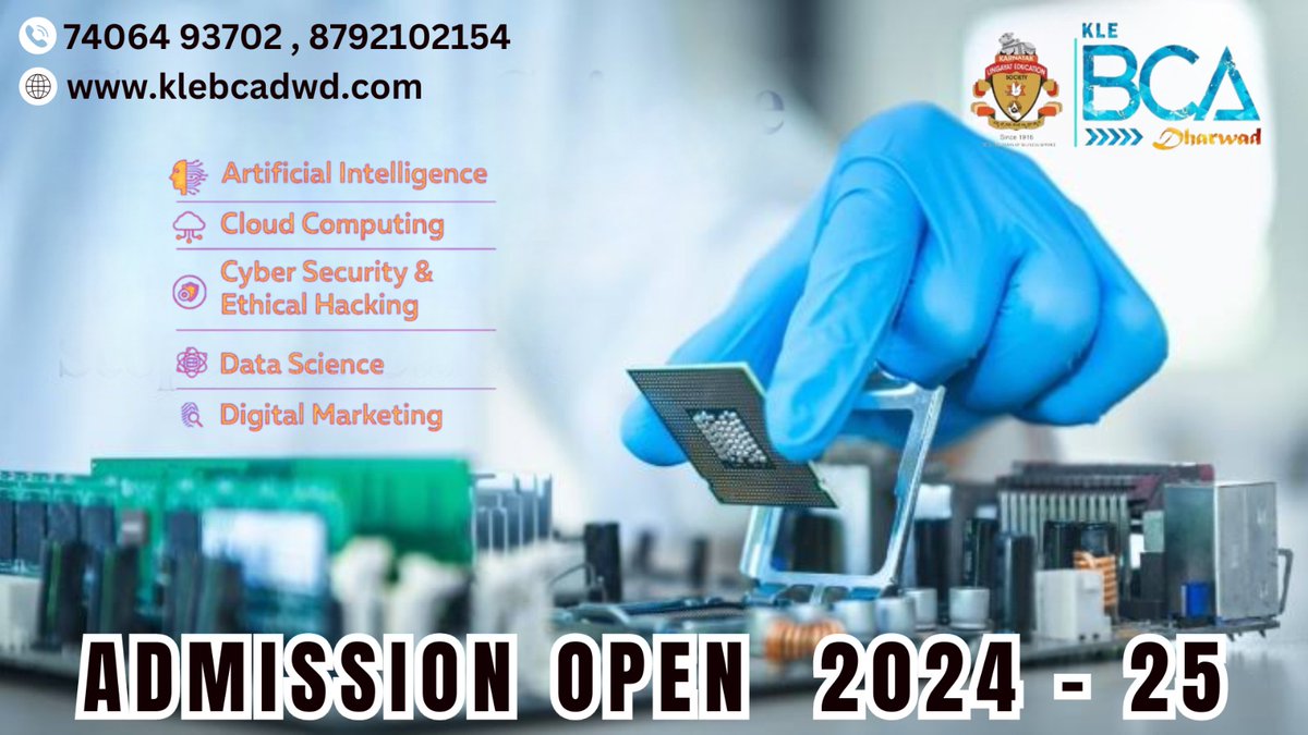 Dive into the world of computer applications with us.
Admission now open for 2024-25. 🚀 #KLEBCADharwad #AdmissionsOpen #202425
#BCAAdmissions #TechnologyEducation #FutureReady #InnovateWithKLE #EmpowermentThroughEducation #DreamBig #CareerGoals #SuccessStories #BrightFuture