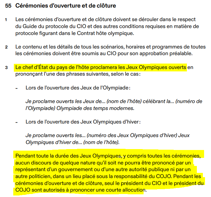 Le saviez-vous ❓ Le maire de la Ville hôte des JO est exclu de tout discours dans les enceintes officielles, selon la règle 55 de la Charte Olympique.