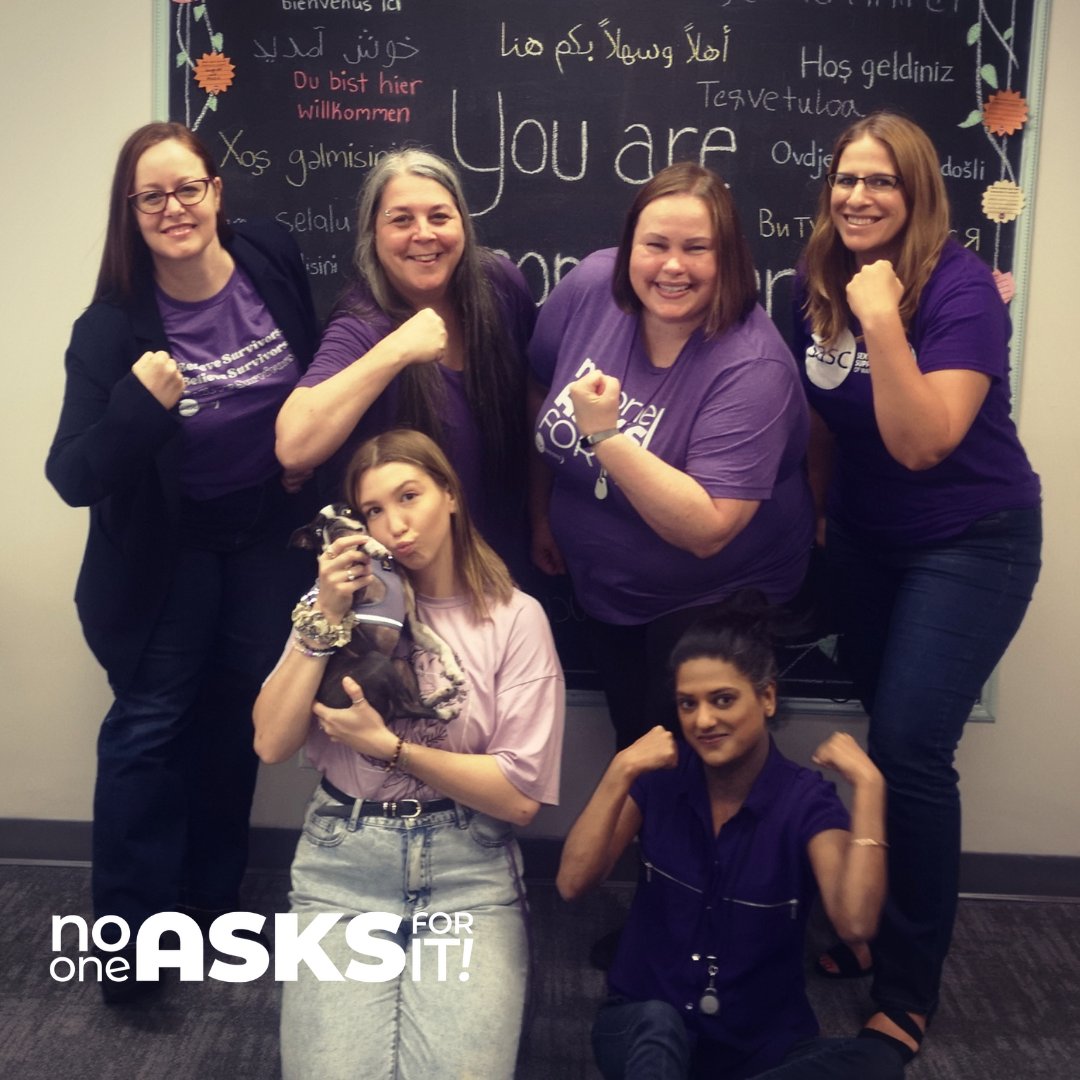 Our team at SASC is rocking purple in solidarity with survivors of sexual violence! Are you wearing purple today? It's not just about wearing a colour; it's about taking a stand. Let's spark conversations and create a world where everyone feels safe. 💜 #NoOneAsksForIt