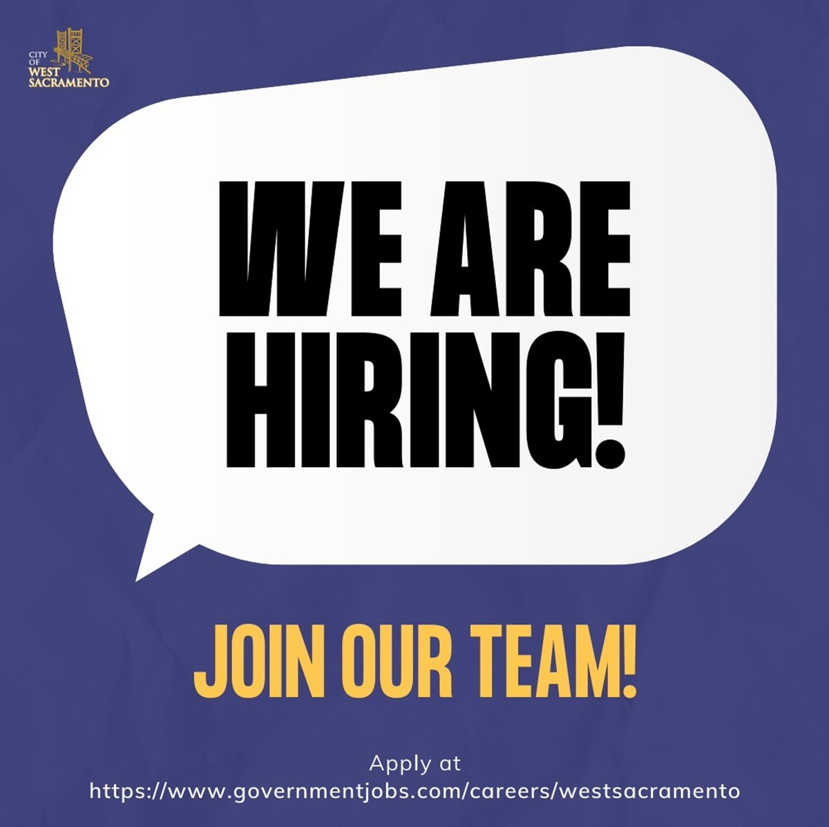 📢 Join the City of West Sacramento team! We’re #hiring for various positions including Recreation Manager, Associate Engineer, and more. Explore exciting opportunities and be part of our dynamic community! Apply at wsac.city/GovernmentJobs. Please share!