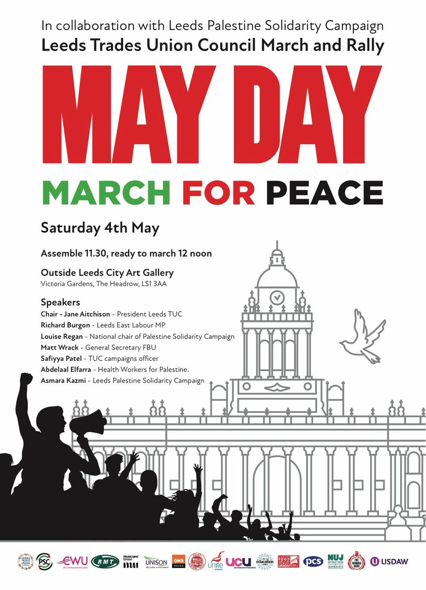 This is going to be one of our best ever May days! Brilliant speakers, stalls and more determination than ever to make the politicians listen! March for Peace! Join us. #MayDay2024