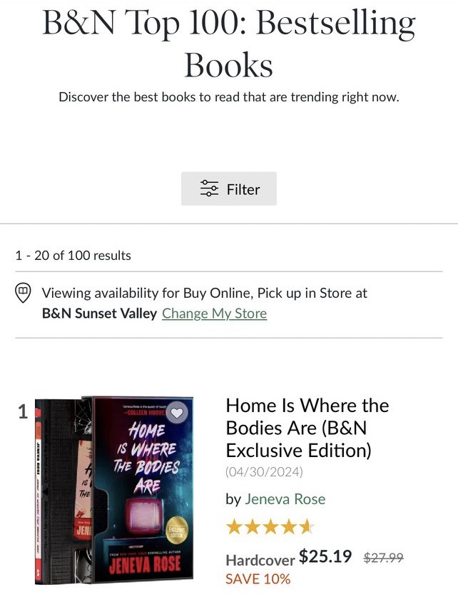 I can’t believe it! 😧 ‘Home is Where the Bodies Are’ is currently the #1 bestselling book at Barnes & Noble. 🥹❤️