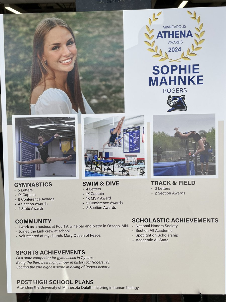 Congrats Sophie Mahnke on your Athena Award!