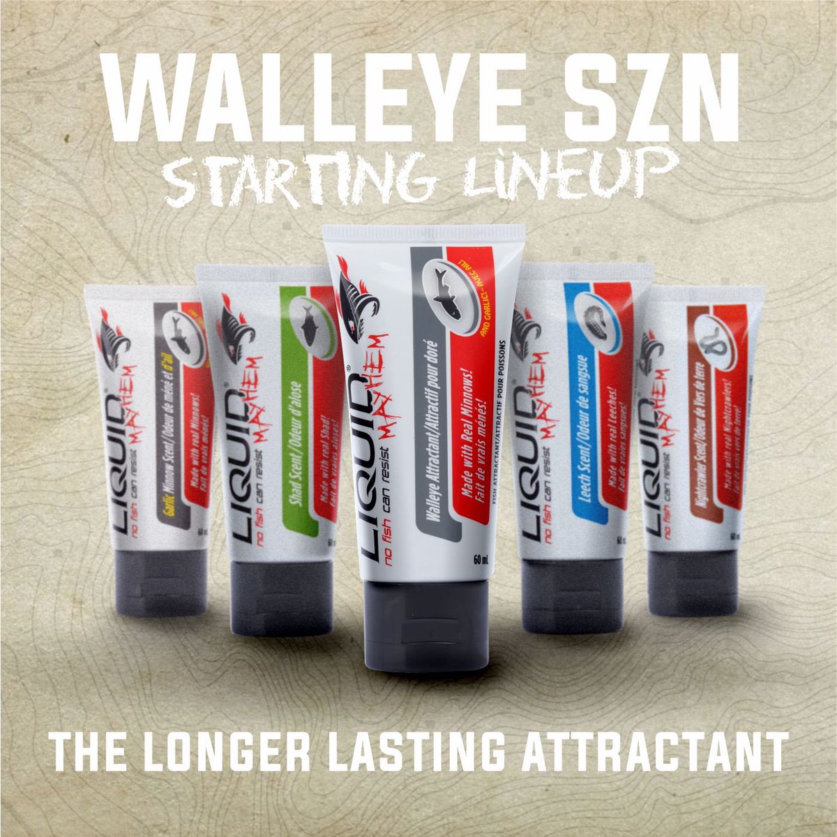 LiquidMayhem_'s tweet image. Walleye SZN starting line-up!! 🔥

Which scent is on your first cast? comment below 👇