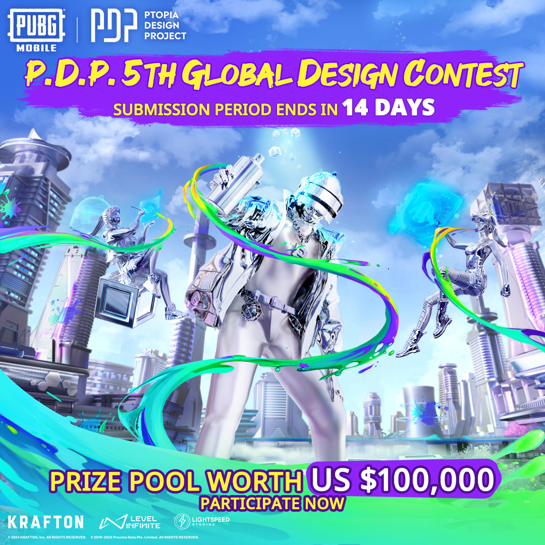 The P.D.P. 5th Global Design Contest ends in 14 days. 📆 There's still time to secure the bag and claim part of the $100k prize, so don't delay! 💰 🔗Submit your entry: tinyurl.com/4eyjn4ef #PUBGMOBILE #PUBGMPDP #PUBGMFANART #PUBGMCREATIVE