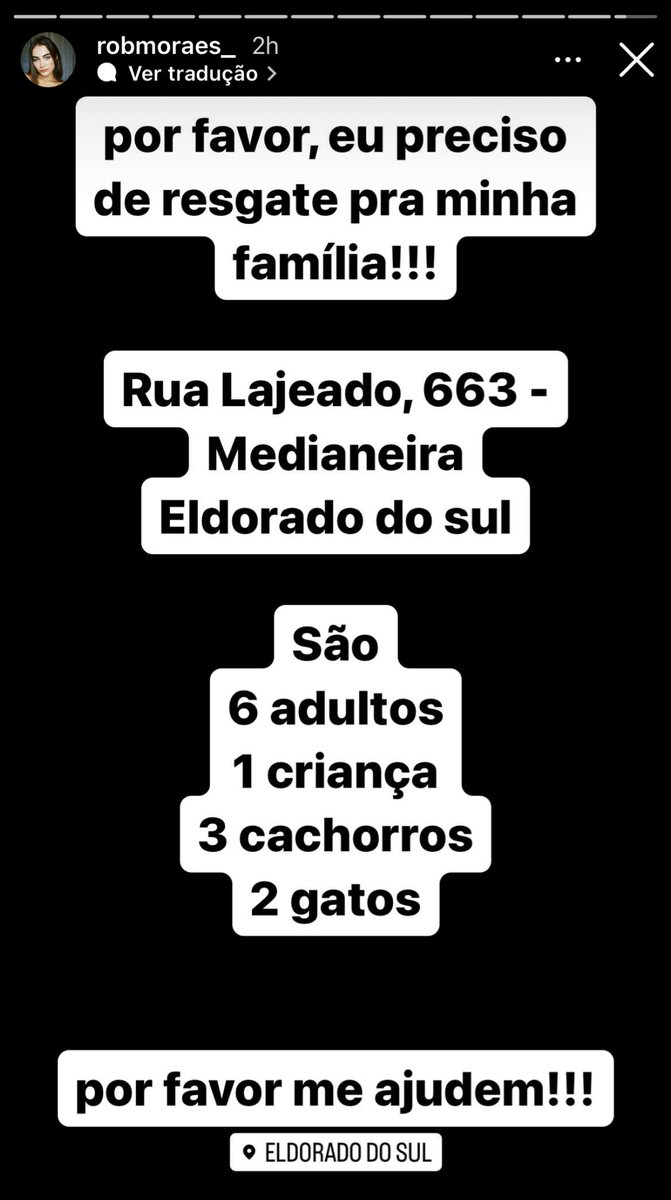 Venho fazer um apelo, tenho amigos precisando de ajuda que estão ilhados por conta das fortes chuvas no RS, defesa civil informou que não tem barcos suficientes para a retirada e o local que eles estão a melhor opção seria de helicóptero @LulaOficial @governo_rs @JanjaLula AJUDEM