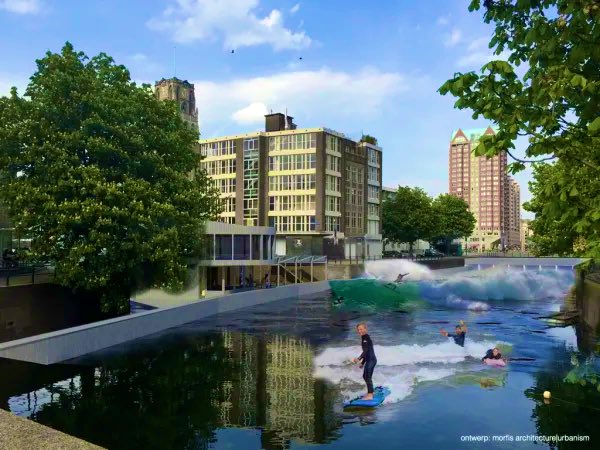 Joey_Engelen's tweet image. Misschien wel het meest absurde en gerse project in Rotterdam; @RIF010. 

Je verwacht een urban surfspot in Dubai of Las Vegas. Maar vanaf juni kun je in hartje centrum een golfje pakken. 🏄‍♂️ 🤩