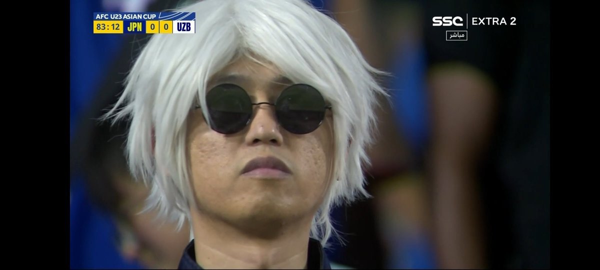 Gojo Satoru menonton langsung pertandingan antara Jepang vs Uzbekistan, yang akhirnya dimenangkan oleh Jepang 😁🇯🇵 📸 SS by @todayismahae
