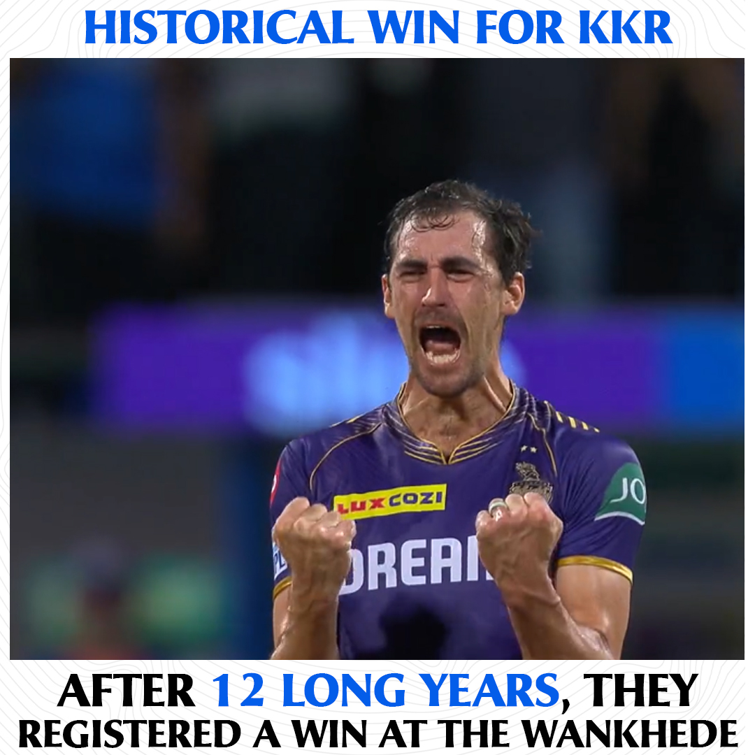 Finally, KKR breaks their long run at the Wankhede and secures their first victory in 12 years.